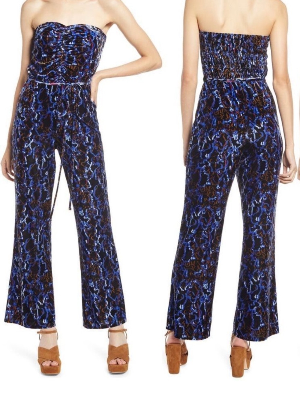 Open Edit | Velour Strapless Jumpsuit | Size Medium